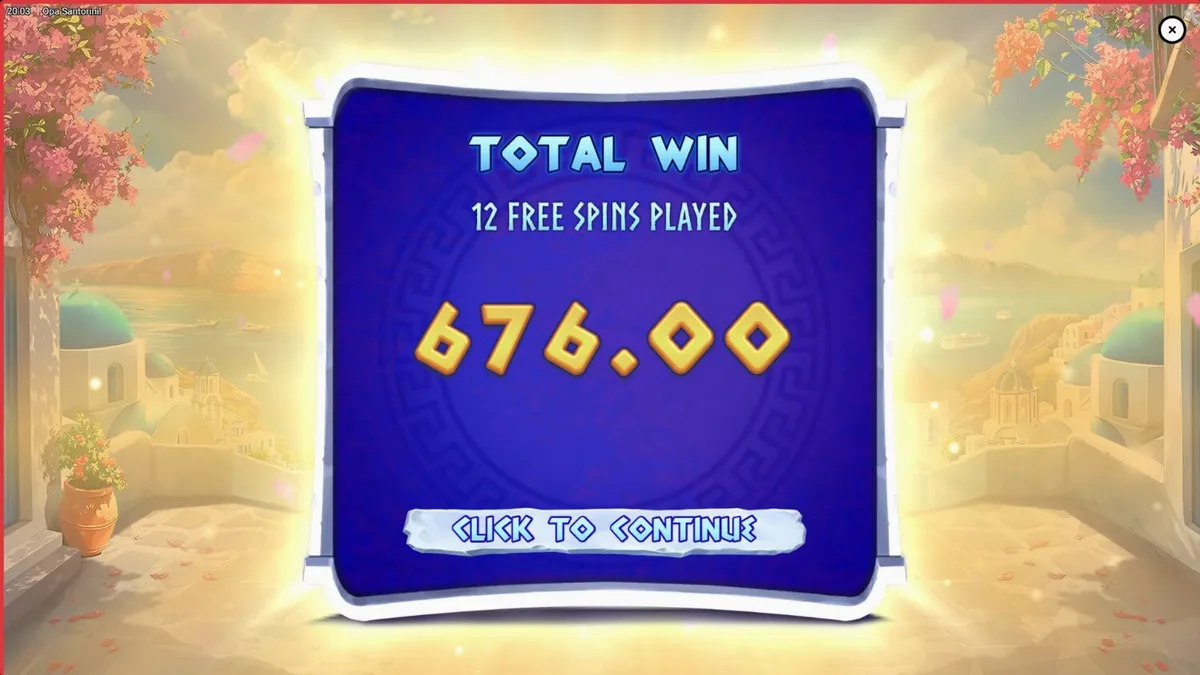 Pemandangan indah Santorini dengan elemen permainan slot Opa Santorini