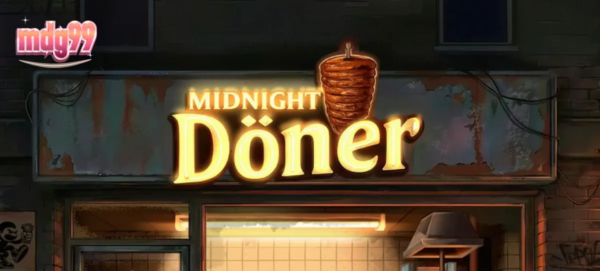 Tampilan visual slot Midnight Doner dengan tema kedai kebab malam hari yang unik.